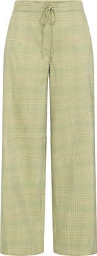 ICHI Ihjoli Plaid Drawstring Straight Leg Pants