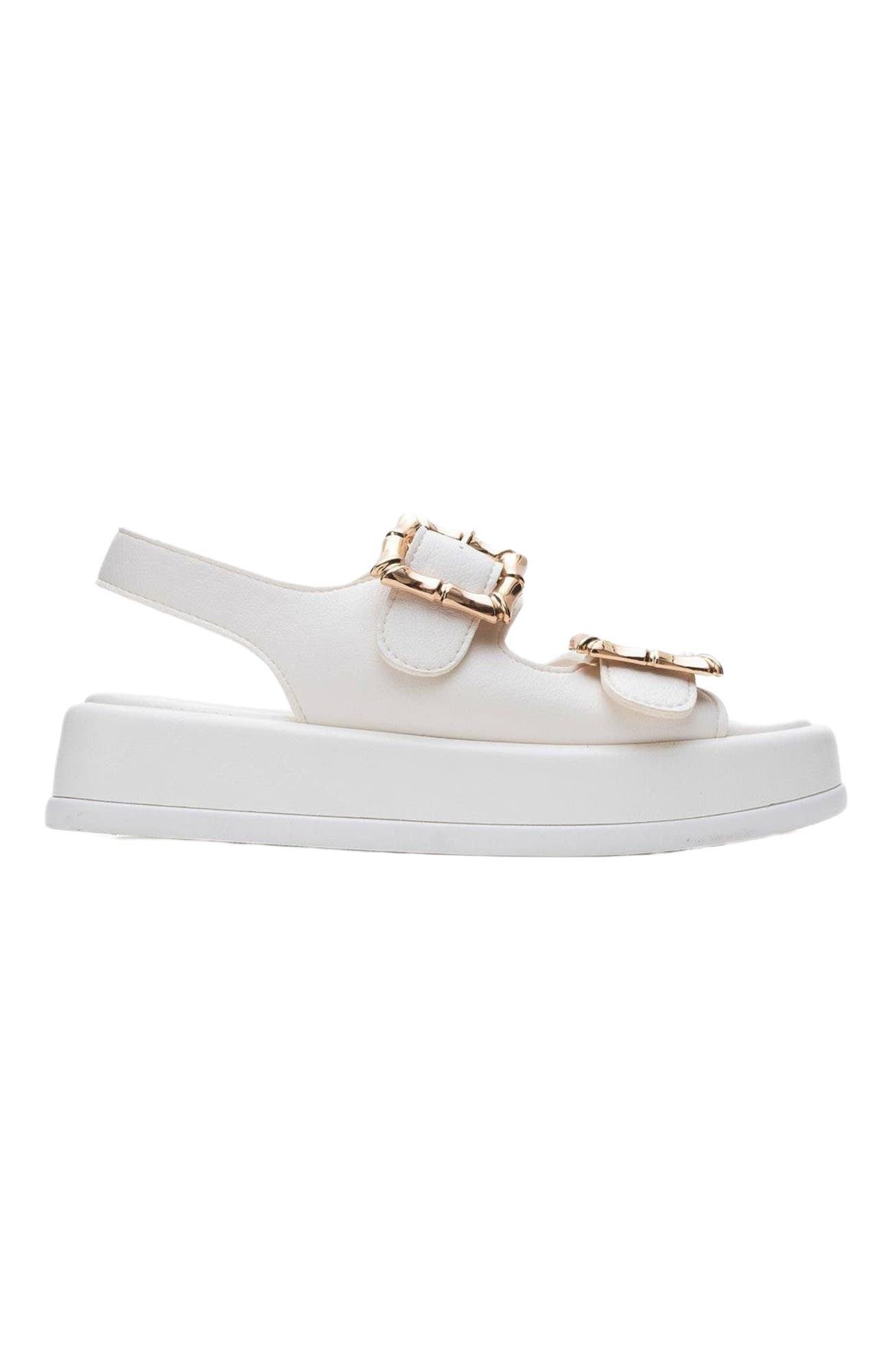 Prologue Shoes Slope Double Strap Sandal, Alternate, color, White Faux Leather