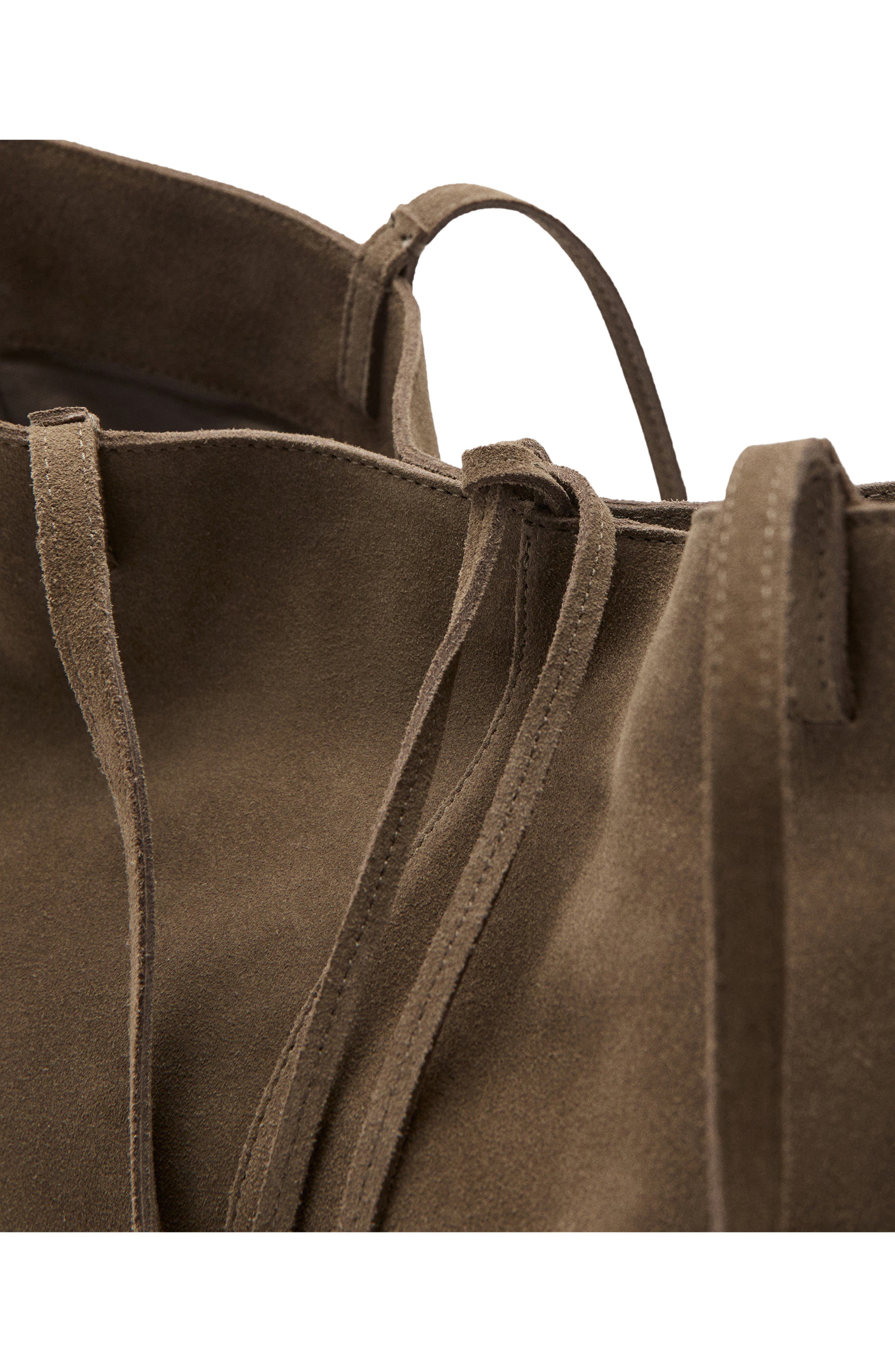 Suede Shopper Bag, Alternate, color, KHAKI GREEN