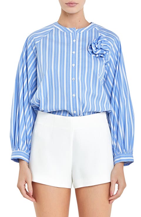 Stripe 3D Rosette Shirt