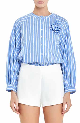 English Factory Stripe 3D Rosette Shirt