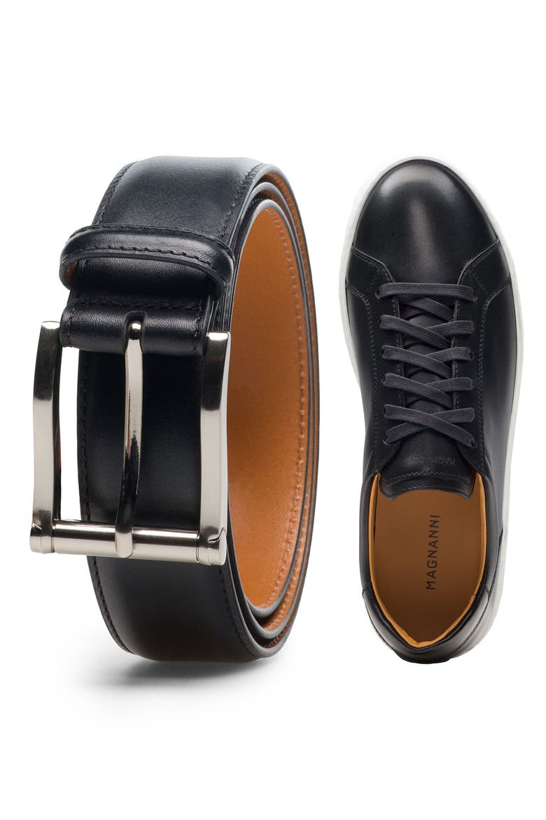 Carbon Leather Belt, Alternate, color, BLACK