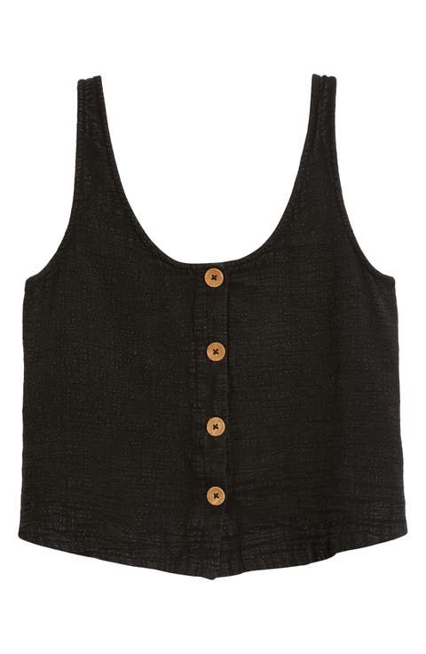 Classic Surf Cotton Crop Button-Up Tank
