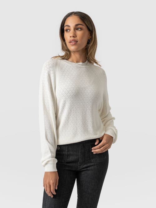 Saint + Sofia Diamond Knit Sweater In White