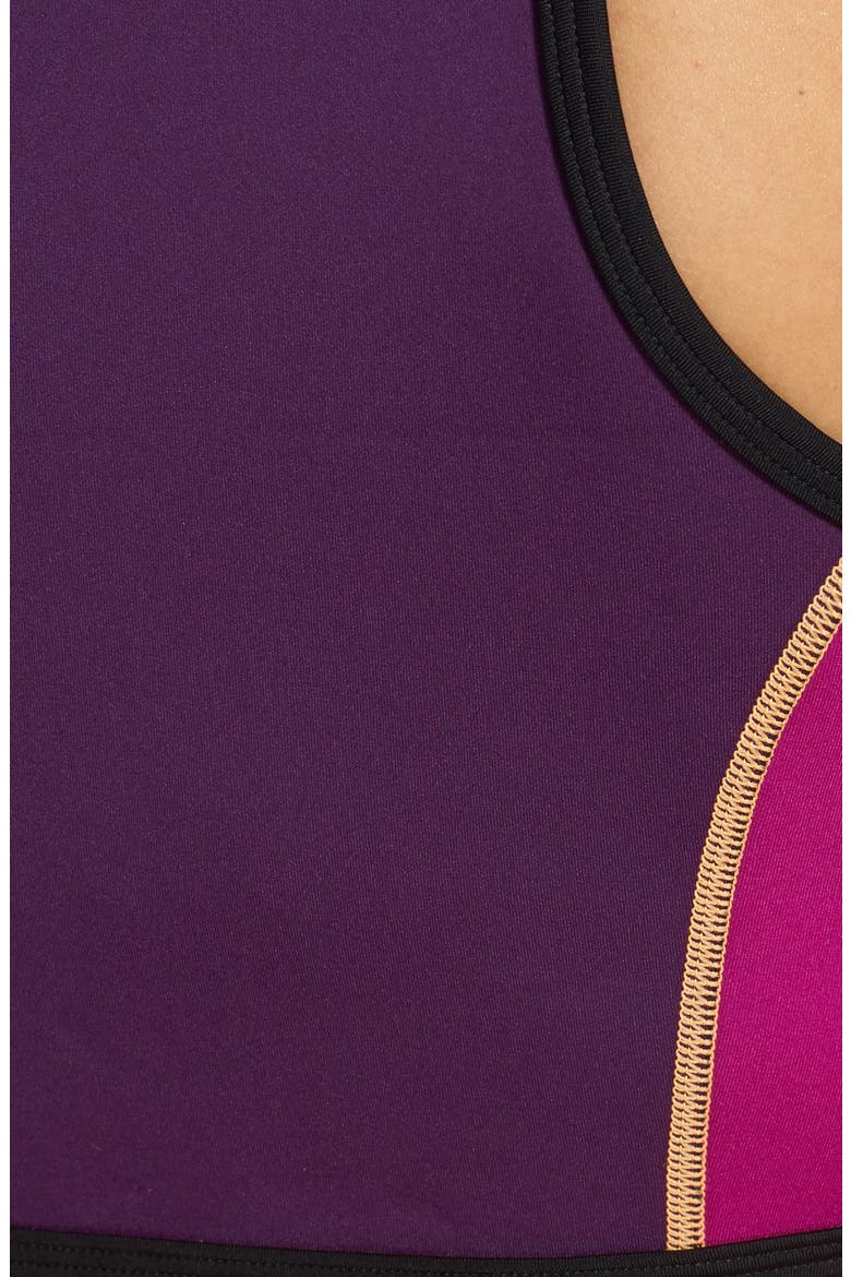 'The Bomb' Colorblock Crop Bikini Top, Alternate, color, PURPLE