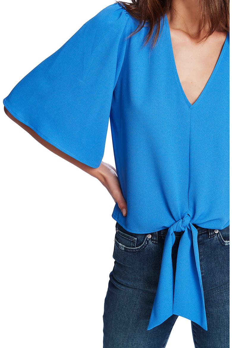 Tie Front Blouse, Alternate, color, HARBOR WAVES