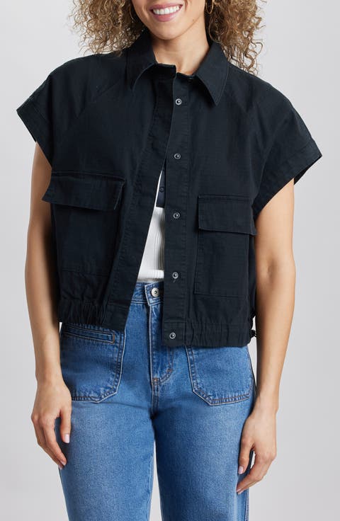 Shawna Short Sleeve Stretch Cotton Crop Jacket