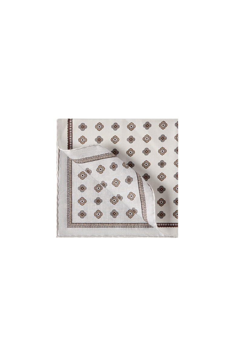 Silk pocket square with medallion design, Alternate, color, White