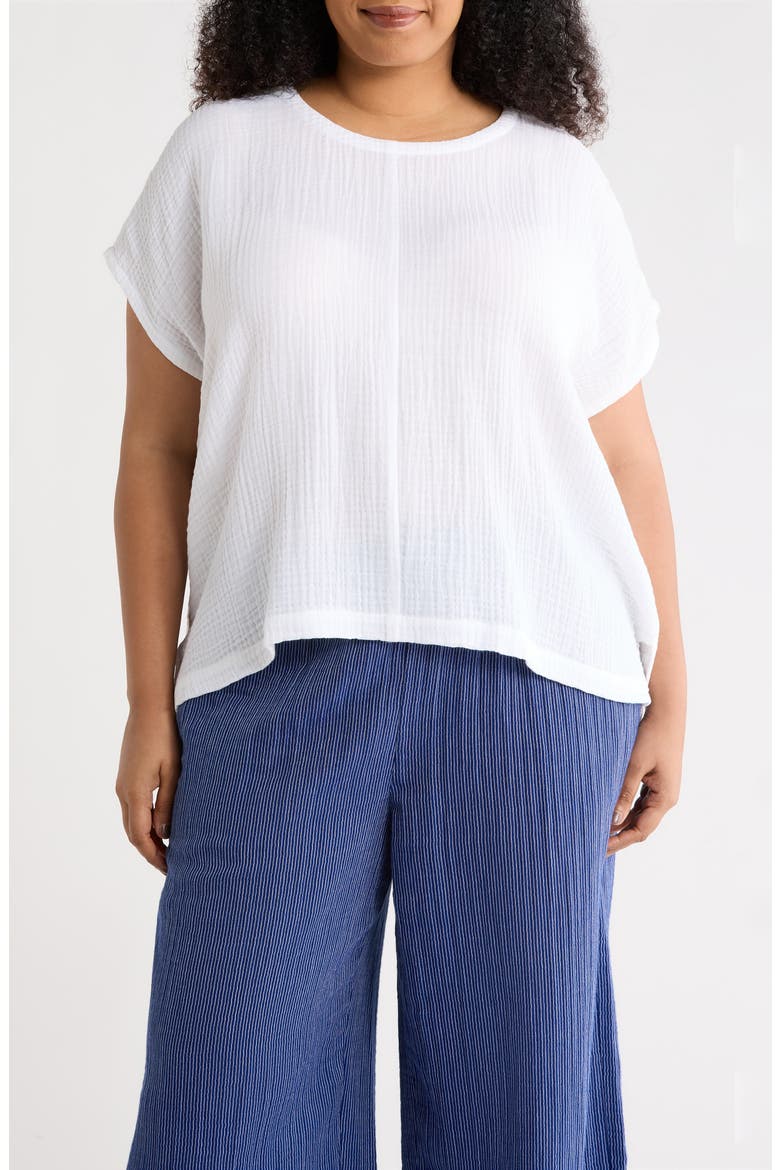 Boxy Organic Cotton Gauze Top, Main, color, WHITE