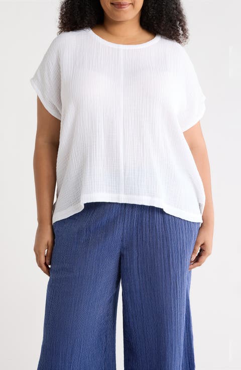 Boxy Organic Cotton Gauze Top (Plus)
