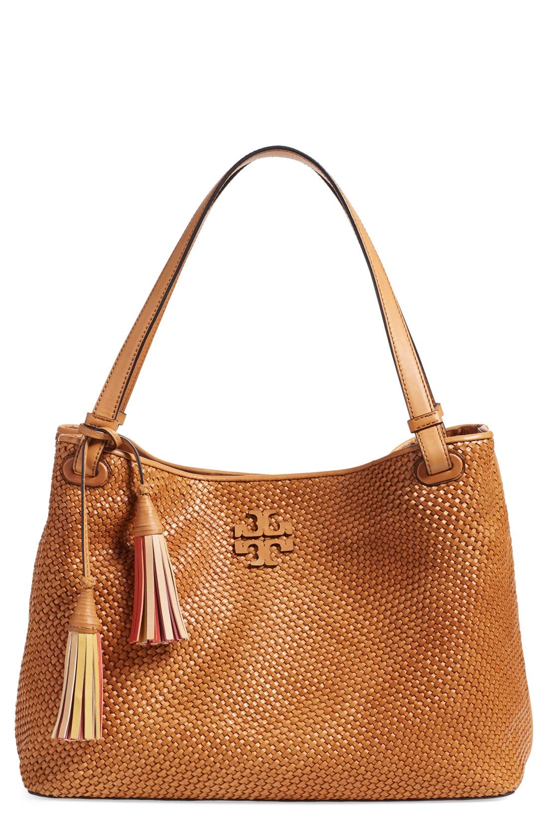 Tory Burch 'Thea' Woven Leather Tote, Main, color, 