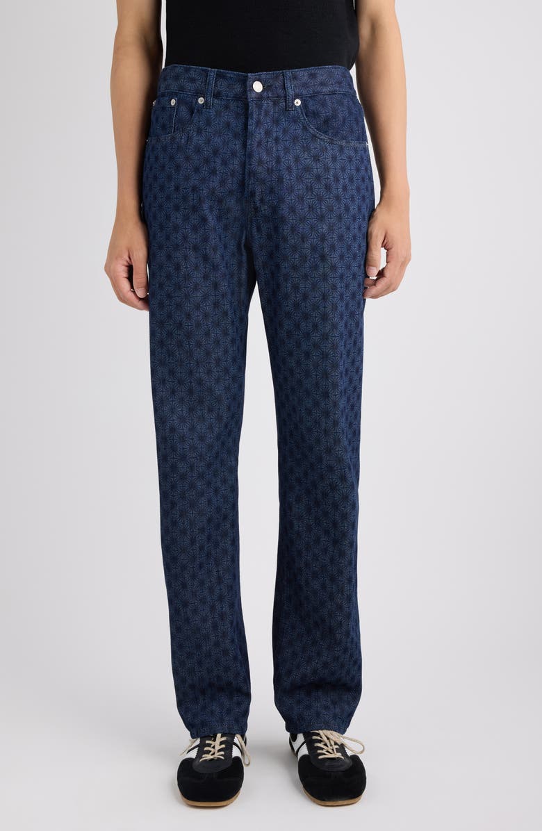 Dries Van Noten Panthero Bis Print Denim Straight Leg Jeans, Main, color, Dessin Blue