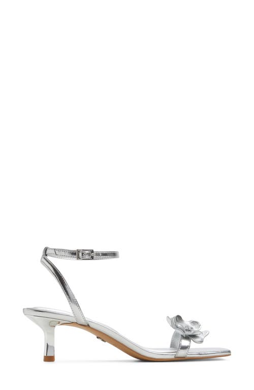 Aldo Daisyrose Ankle Strap Kitten Heel Sandal In Silver