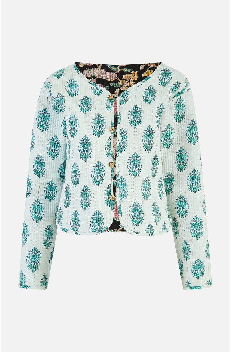 Yumi Reversible Floral Quilted Jacket, Alternate, color, Black