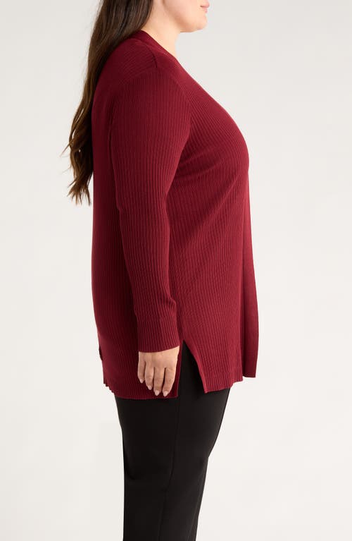 Jones New York Plus Size Open-front Long-sleeve Cardigan In Burgundy