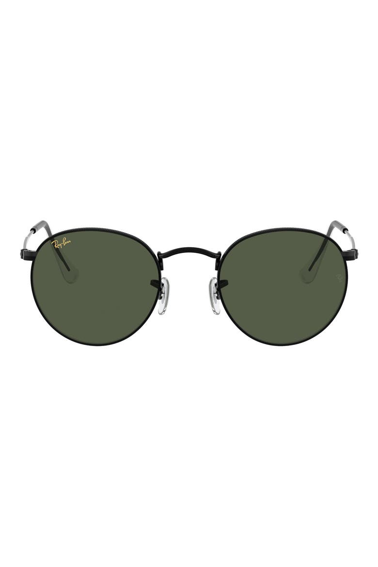 47mm Round Sunglasses, Main, color, SHINY BLACK