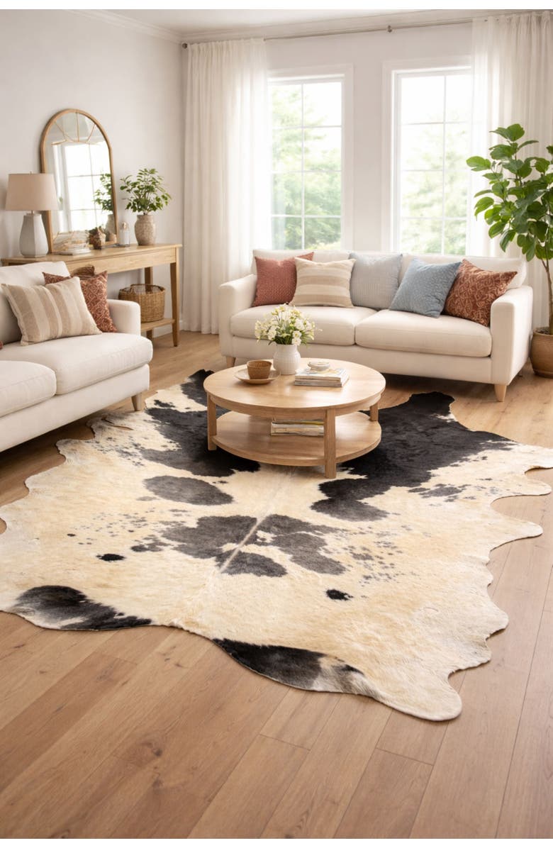 Rhacam Eco Hides RH Rugs Audrey Black and white Cowhide Rug 9'5" × 6'7", Alternate, color, Black And White