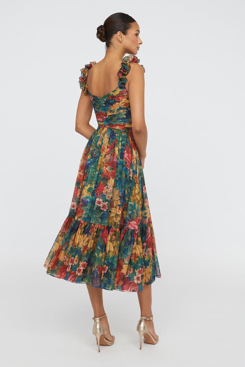Tate Ruffle Shoulder Dress, Alternate, color, Tapestry Roses