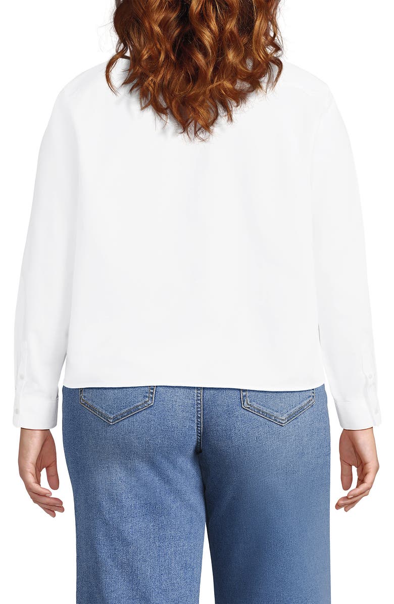 Lands' End No Iron Boxy Cropped Shirt, Alternate, color, White