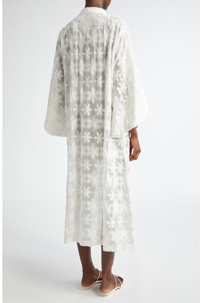 Floral Embroidered Sheer Cover-Up Caftan, Alternate, color, WHITE