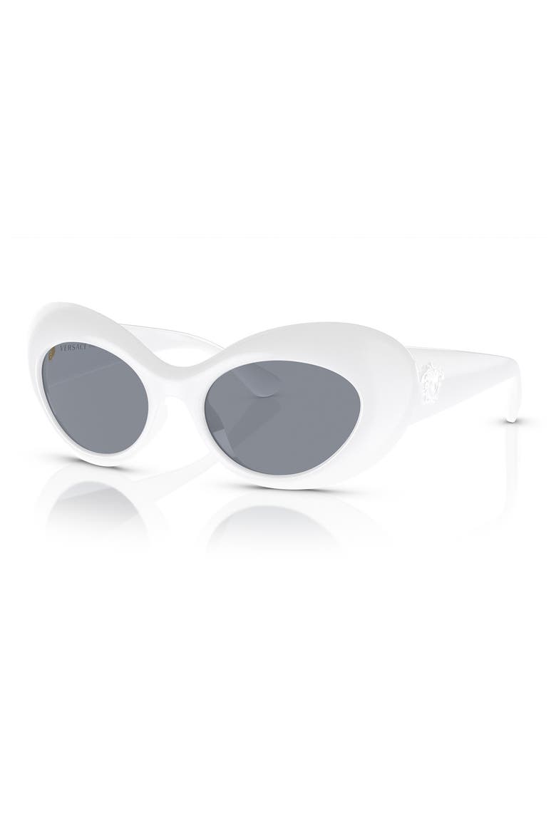 52mm Oval Sunglasses, Alternate, color, WHITE