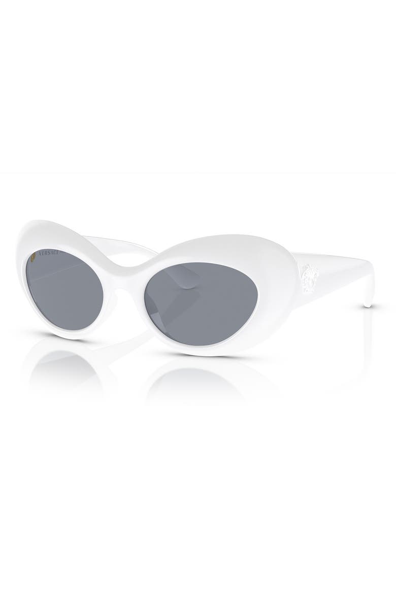 Versace 52mm Oval Sunglasses, Alternate, color, White