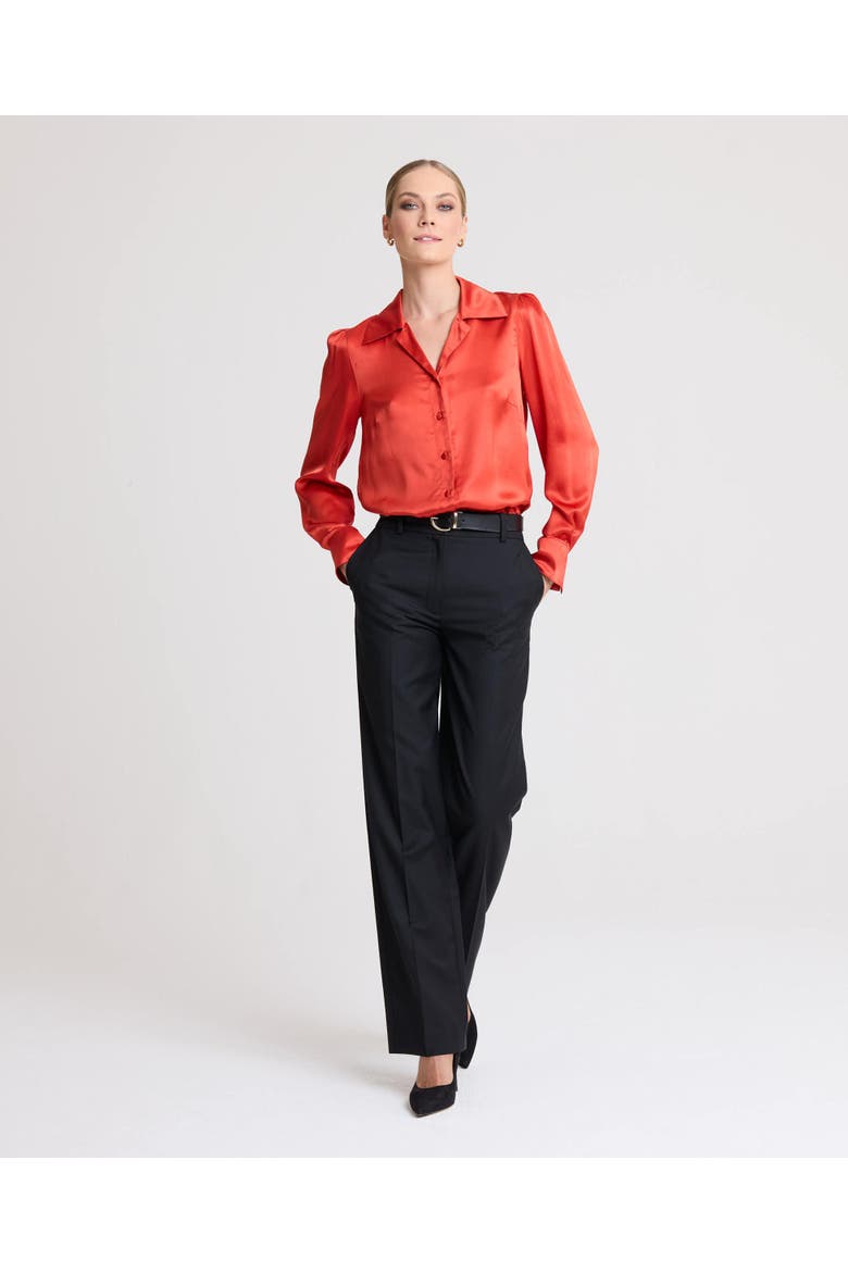 Beatrice Silk Satin Collar Shirt, Alternate, color, Red