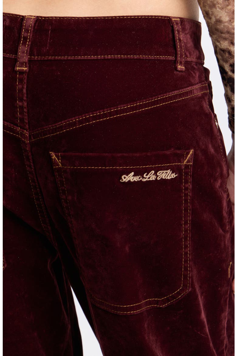 Barrel Leg Velvet Cargo Pants, Alternate, color, BRANDY