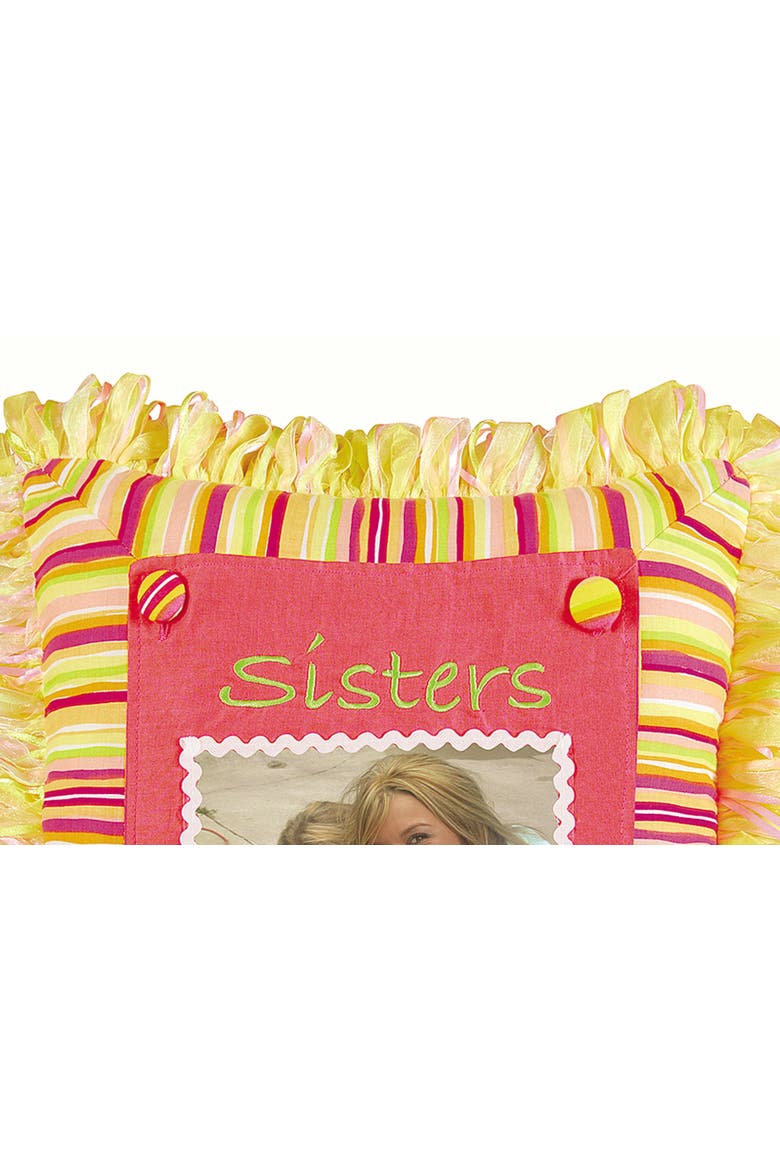 Sisters Picture Throw Pillow, 14" x 14", Alternate, color, Pink