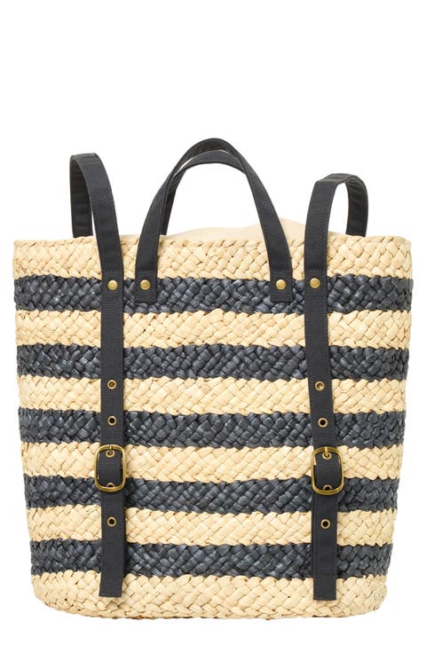Summer Days Stripe Straw Backpack