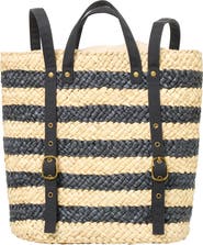 LSPACE Summer Days Stripe Straw Backpack