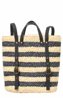 Summer Days Stripe Straw Backpack