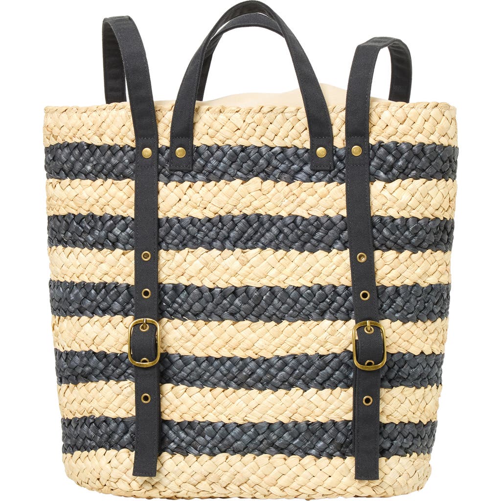 L*space Lspace Summer Days Stripe Straw Backpack In Natural/ Black