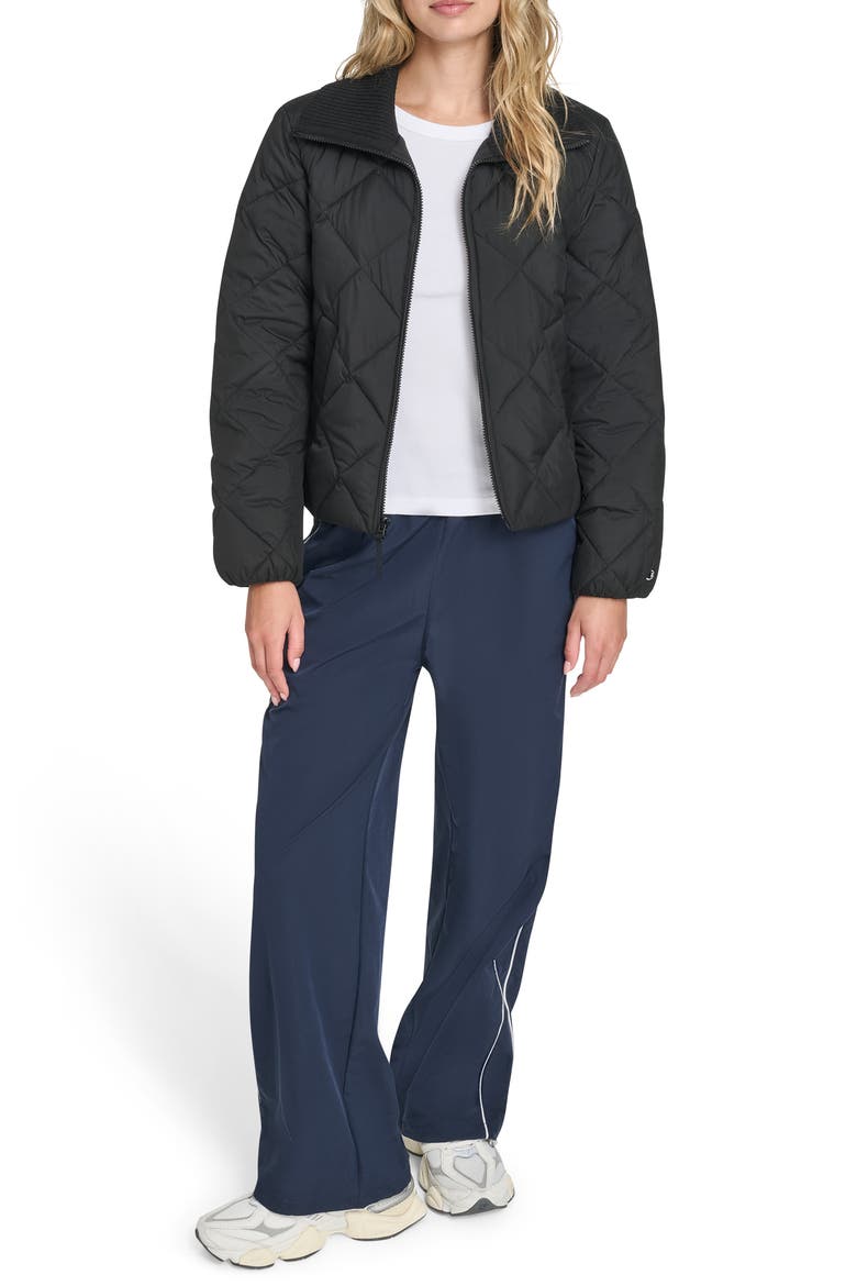 Diamond Quilted Shawl Collar Jacket, Alternate, color, BLACK