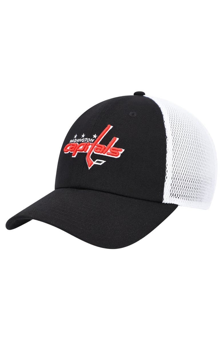 adidas Men's adidas Black Washington Capitals Color Pop Trucker Adjustable Hat, Main, color,