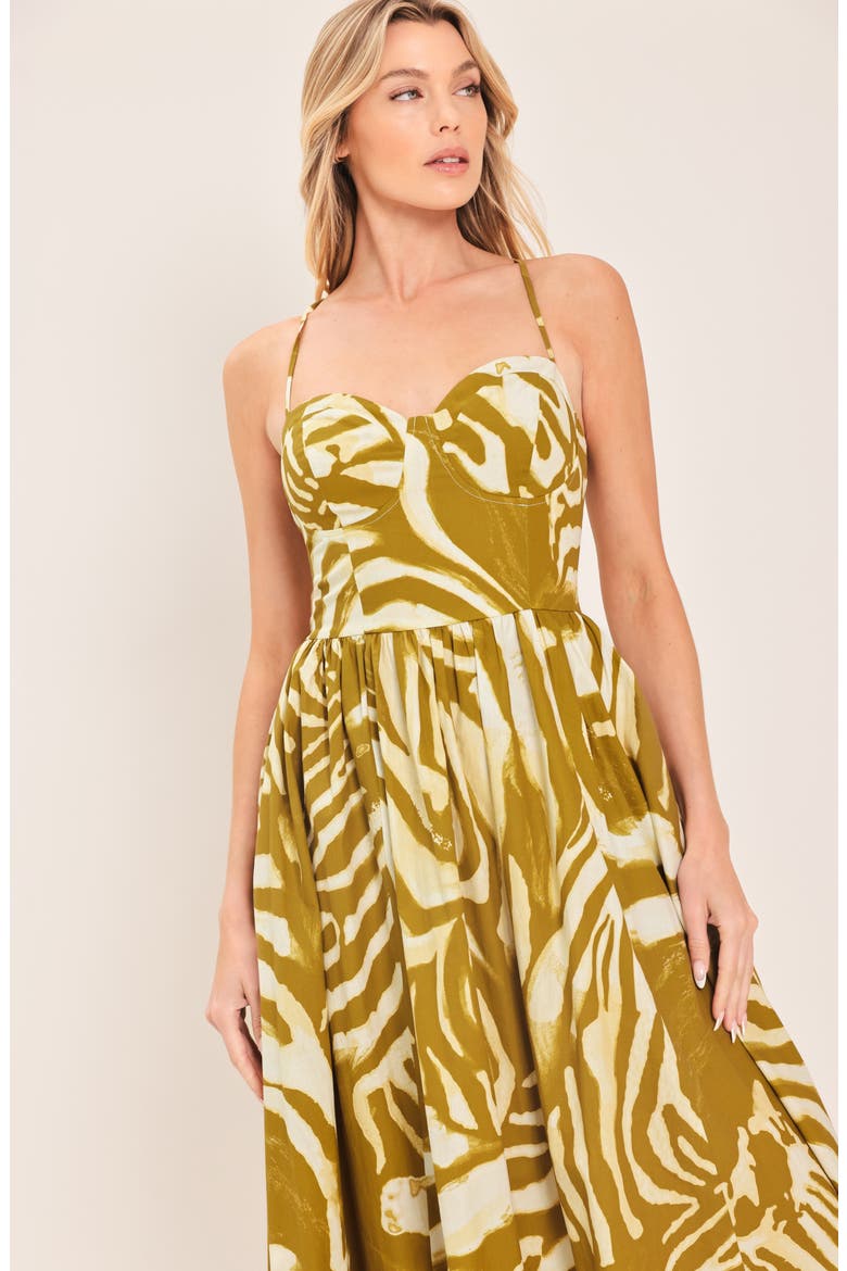 Print Midi Dress, Alternate, color, MUSTARD