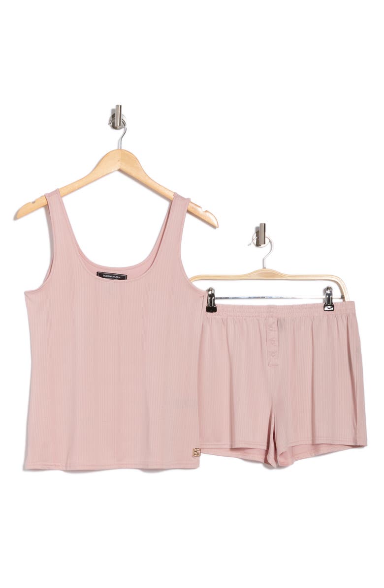 BCBG Drop Needle Peached Rib Short Pajamas, Alternate, color,