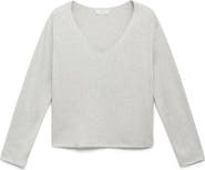 MANGO TEEN V-Neck Cotton Blend Sweater