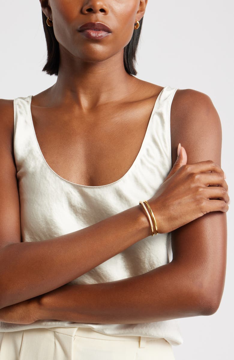 Nordstrom Cubic Zirconia Huggie Hoop Earrings, Alternate, color, 14K Gold Plated