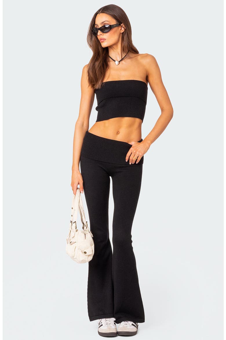 Desiree Foldover Flare Pants, Alternate, color, BLACK