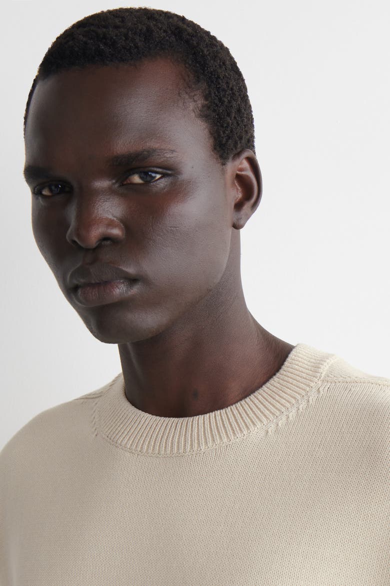 Knitted Cotton Crew-Neck Sweater, Alternate, color, CREAM