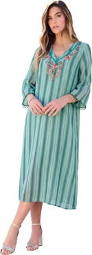 Roaman's Hand Crinkled Embellished Kaftan
