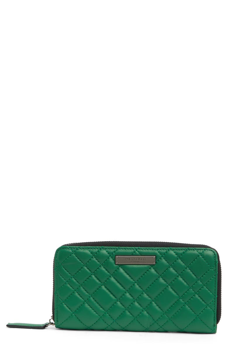 Kurt Geiger London Quilted Leather Zip-Around Wallet, Main, color,