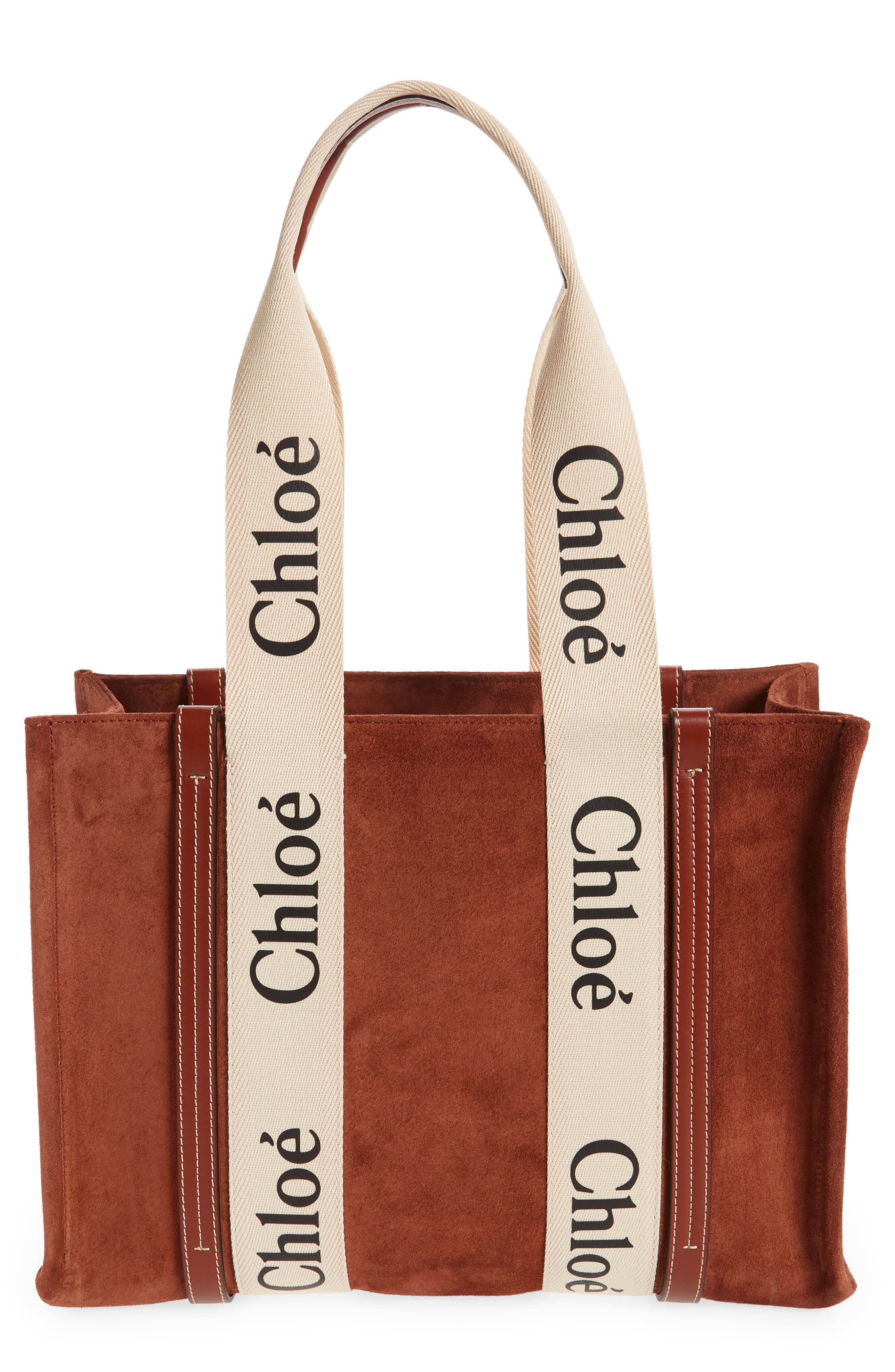 Chloé Medium Woody Suede Tote, Main, color, 