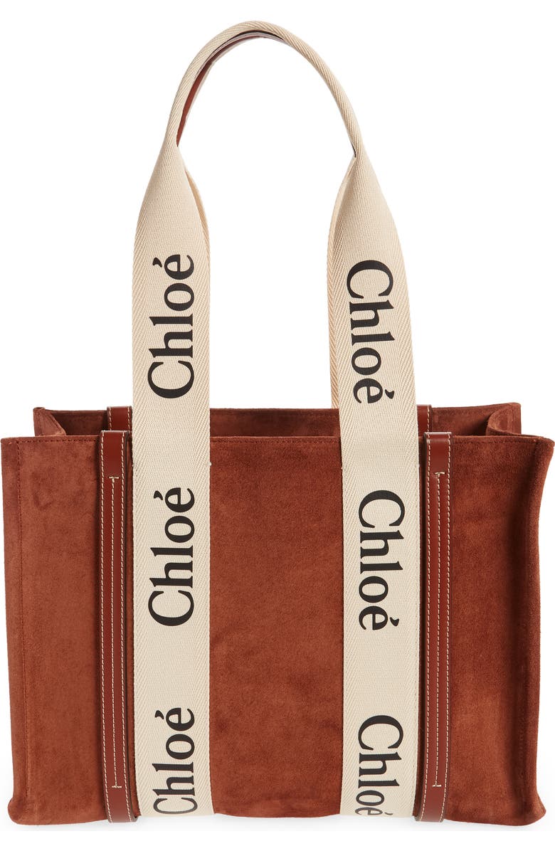 Chloé Medium Woody Suede Tote, Main, color,