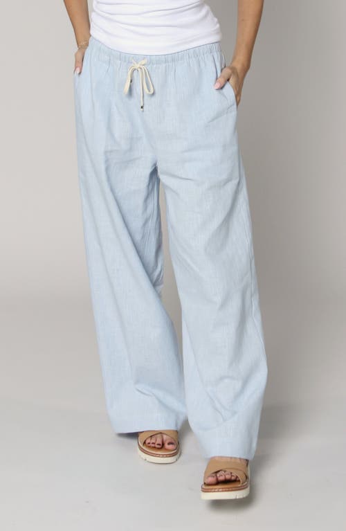 Leisure Lab Linen Palazzo Pant In Blue
