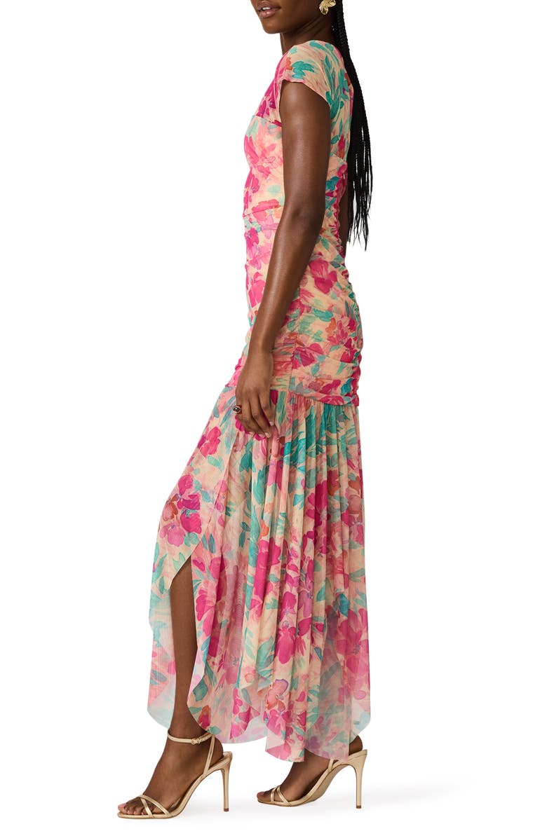 Steve Madden Agnes Floral Print Georgette Maxi Dress, Alternate, color, Tropical Breeze