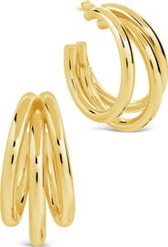 Sterling Forever Michaela Triple Hoop Earrings