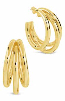 Sterling Forever Michaela Triple Hoop Earrings