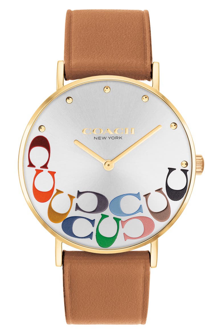 Perry Leather Strap Watch, 36mm, Main, color, MULTICOLORED